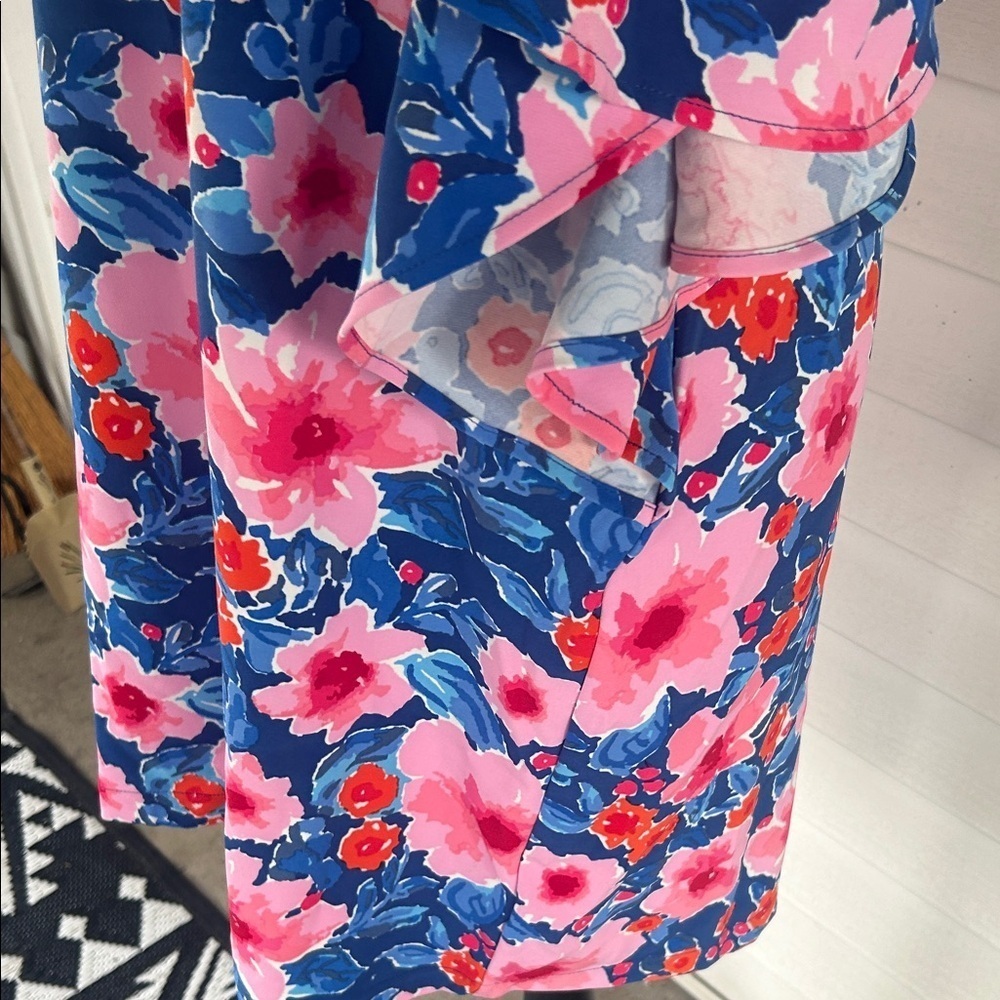 NWT Mud Pie Blue Floral Dress large   D - Picture 4 of 7